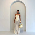 Summer new  resort style women's bandeau cutout sexy knit unique two-piece dress set