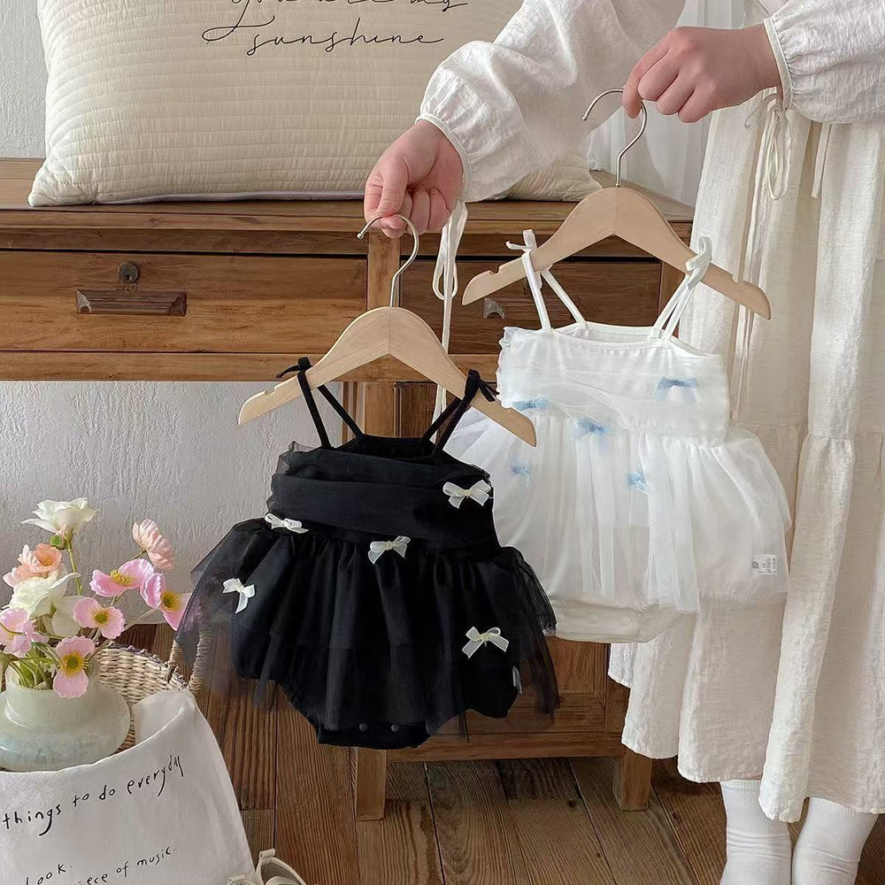 Princess dress mesh bodysuit baby summer romper lightweight baby suspender one-piece first birthday outfit tulle skirt girl trendy