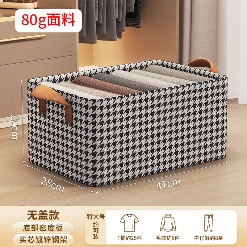 Qiandongge steel frame storage box, drawer type transparent with lid, clothing can be layered storage basket, dormitory sorting storage box