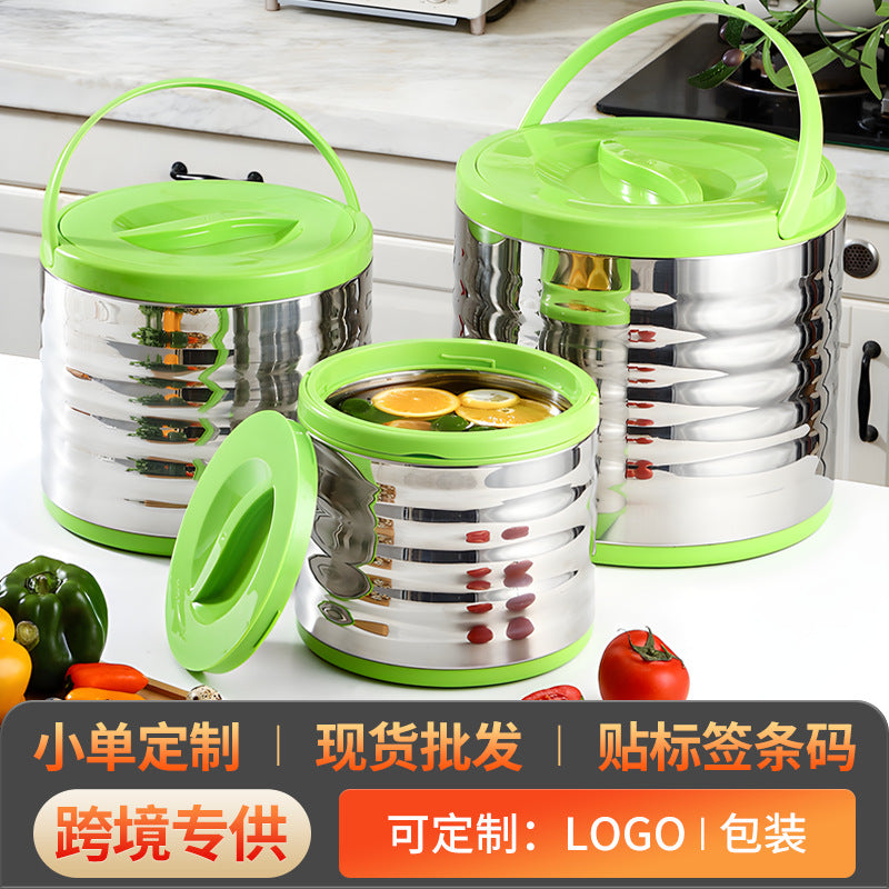 supply personalized large-capacity insulated rice bucket three-piece set portable soup bucket for office workers to bring rice pot