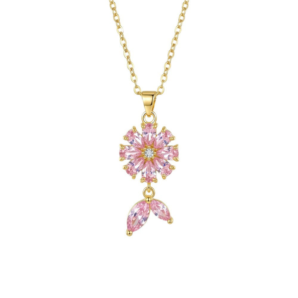Popular internet celebrity fashion inlaid zirconium necklace for women accessible luxuryniche styleeasiest for matchelegant copper gold-plated non-fading clavicle chain jewelry