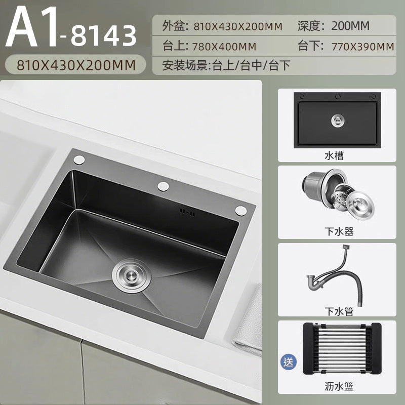 Nojo sink large single slot double slot modified single slot thickened sus304 stainless steel kitchen sink on the table middle and lower