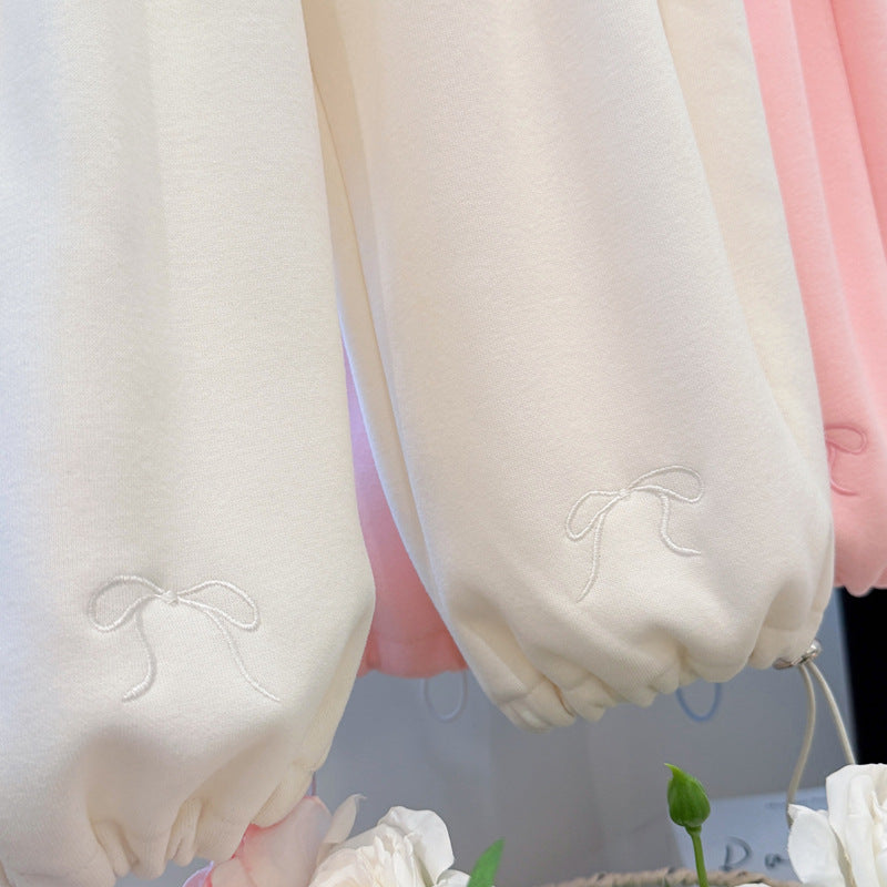 Girls' spring new casual pants, baby girl bowknot sweatpants, kids' fashionable sports pants, children's korean style trendy clothing