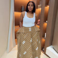 European and american cross-border women's fashion:  summer new arrivals - stylish printed high-waisted slimming asymmetrical long striped midi skirt