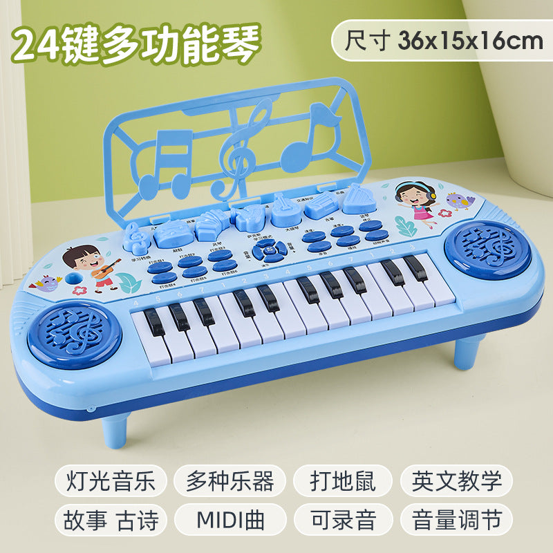 Children's electronic keyboard piano - early education & brain development - multifunctional whack-a-mole - ages 1-6 - musical toddler microphone toy