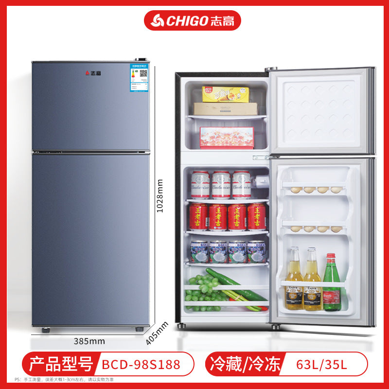 Chigo refrigerator double door refrigeration and freezing dormitory rental room use first class for home small refrigerator two person refrigerator