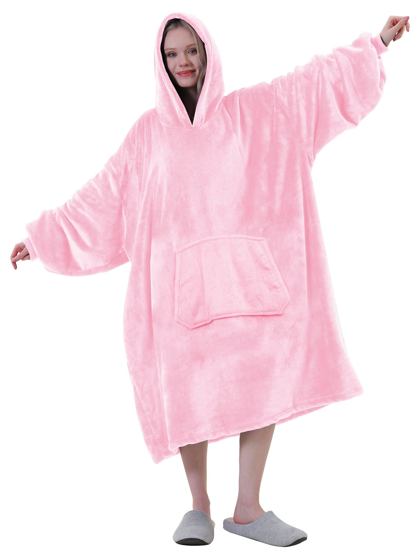 Factory supply flannel home lazy clothes pullover TV blanket outdoor cold sweater hooded home nightgown