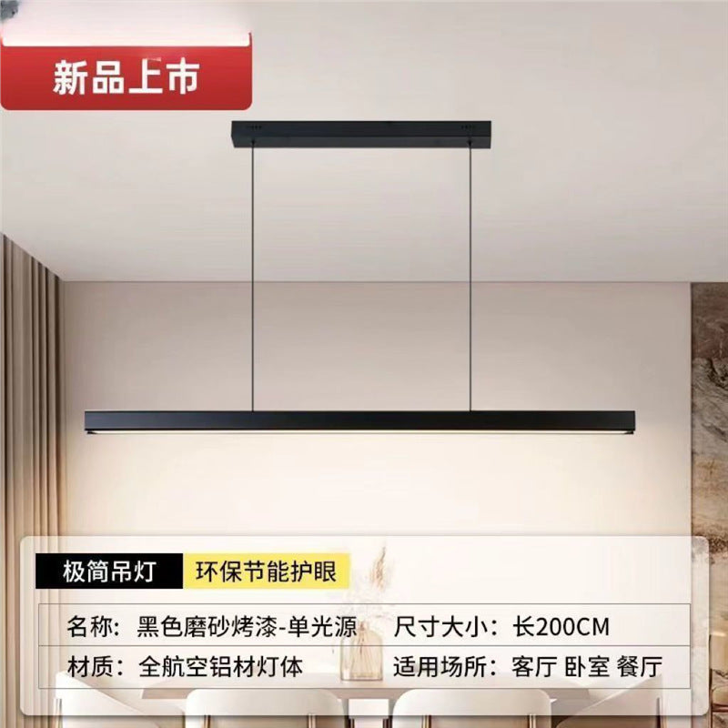 Modern minimalist integrated linear dining table/bar counter pendant light - eye-caring fixture for office, restaurant, and dining room
