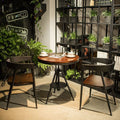 Milk tea shop table and chair combination, cafe/bar dining table and chairs, lounge bar negotiation small round table, reception solid wood balcony dining table