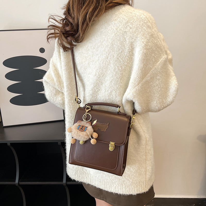 Premium sense retro commuter backpack women 2025 new college style small backpack casual shoulder messenger bag