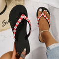 2025 summer new fashion flat flip-flops, thick-soled versatile wedge sandals, rhinestone beach slippers for outdoor wear