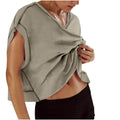 cross-border  women's casual loose solid color v-neck sports backless cutout yoga t-shirt