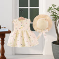 Girls' summer dress  new style children's skirt cherry little girl chic princess dress kids' clothing with hat