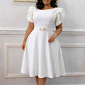 C8654  cross-border fashion:  new women's elegant round neck high-waisted african dress