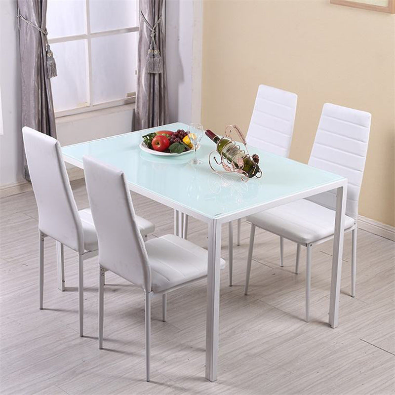 export tempered glass dining table and chair set, rectangular dining table and chair set for export, minimalist cafe restaurant table