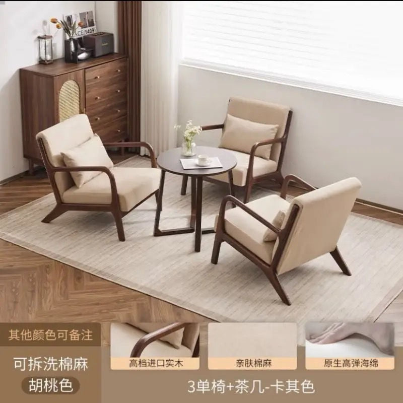 Balcony tea table and chair combination small apartment one table and two chairs household solid wood simple three-piece set reading and drinking tea cp