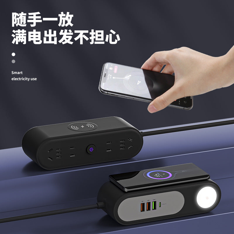 Smart socket wireless charging high power office power strip multifunctional for homeusb student dormitory fast charging power strip