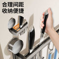 Suction cup kitchen hook punch-free hanging rod kitchen storage rack hanging spatula spoon storage row hook wall-mounted shelf