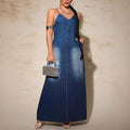 Amazon  asia cross-border fashion new arrivalplus size women's clothing new arrival denim suspender longdress