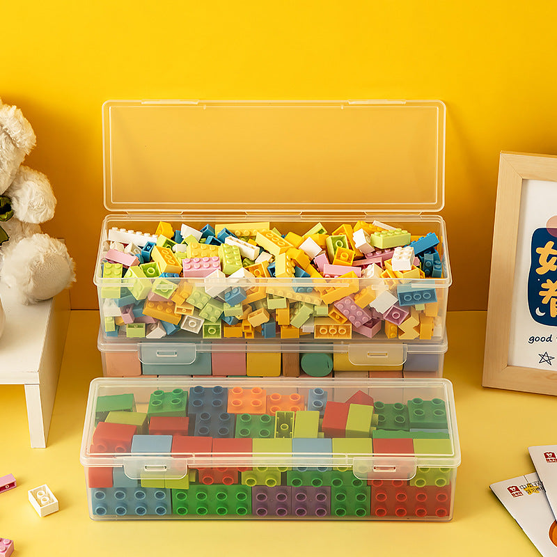 Transparent building block storage box Large capacity drawer Desktop Lego storage box with lid Plastic children's toy storage box
