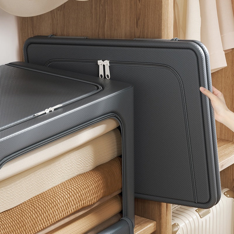 Laminated non-woven fabric single window thickened steel frame storage box, large-capacity folding storage for household clothes, moving storage box