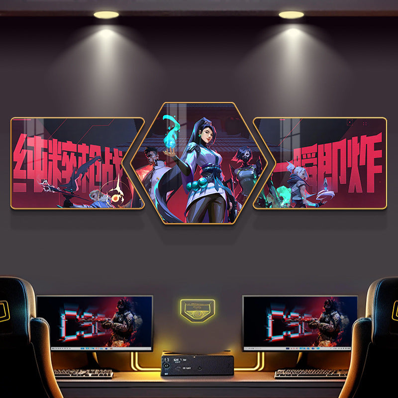 Fearless contract game decorative painting Internet cafe box aisle mural e-sports hotel background wall Valorante hanging painting