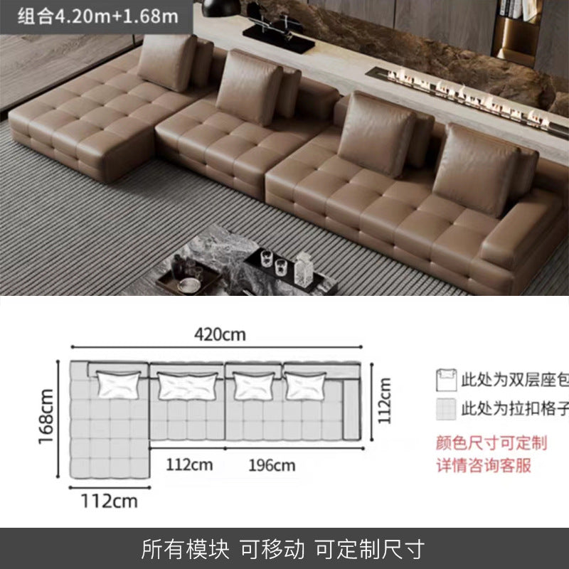 Lawrence genuine leather sofa italian normcore large and small apartment house villa customer corner sofa modern straight row leather sofa