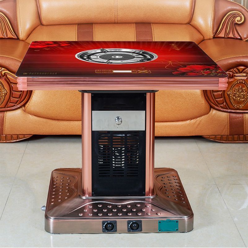 Gas and electric dual-purpose square electric heating table for home stove natural gas heating table fire table 90cm hot pot dining table