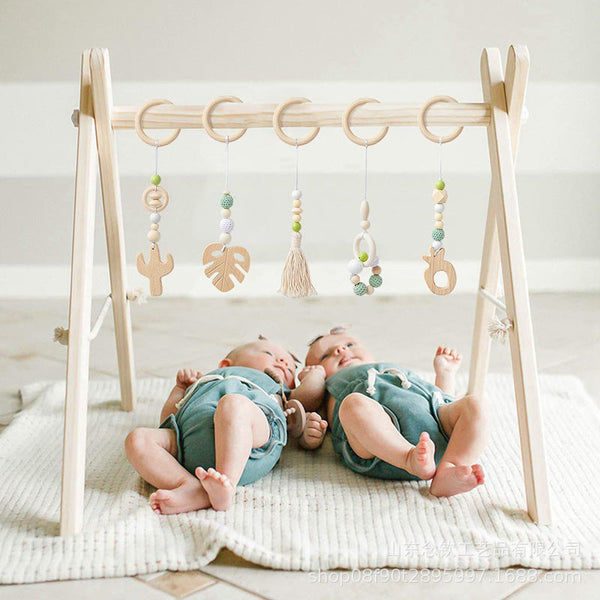 Baby Fitness Rack Newborn Wooden Exercise Equipment Wooden Children's Educational Toys Foldable Baby Exercise Rack