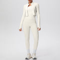 Cloud-feel quick-dry zip-up jacket high-waisted yoga leggings set - outdoor casual running fitness activewear 3-piece set