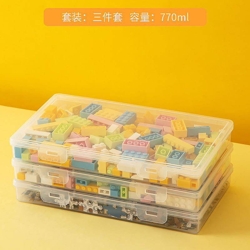 Transparent building block storage box Large capacity drawer Desktop Lego storage box with lid Plastic children's toy storage box