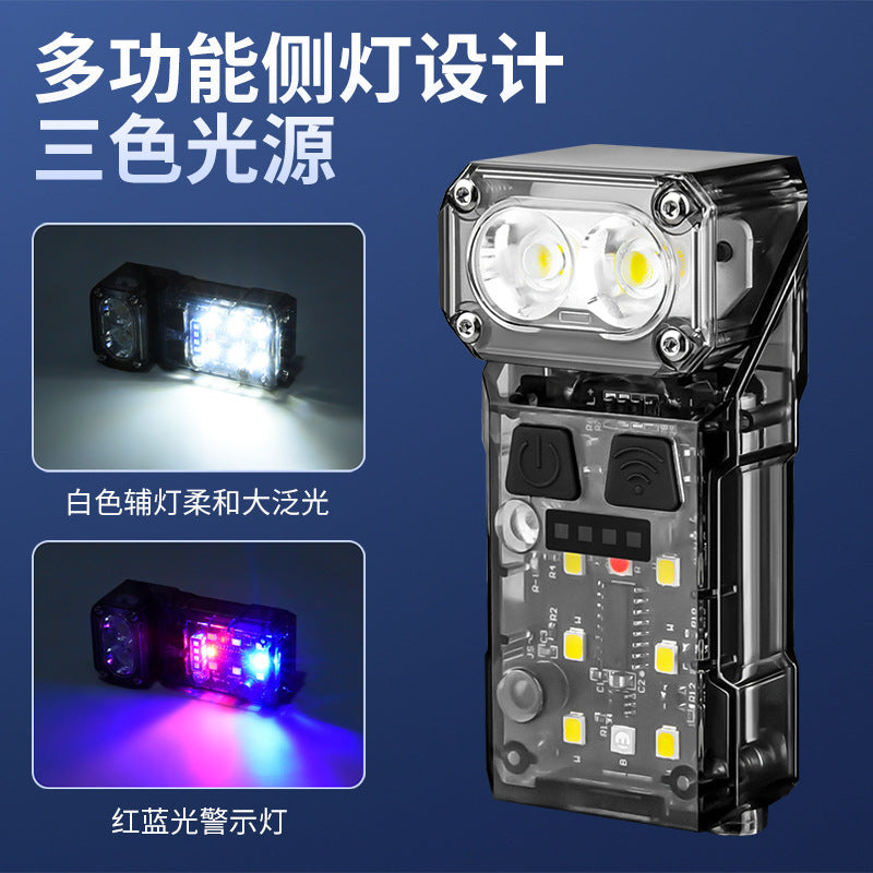 Cross-border new keychain light Type-C charging lamp head Rotatable induction headlight Multi-function LED flashlight