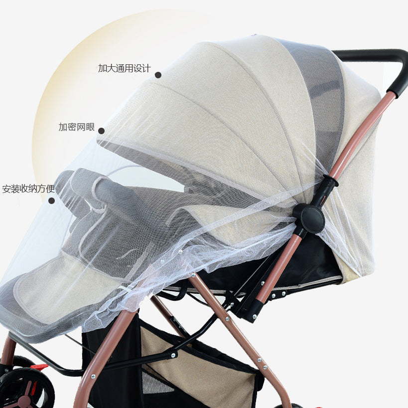 Universal full coverage mosquito net for strollers - baby carriage mosquito net cover with sunshade, wind protection, and mesh curtain - anti-mosquito net for pram/baby carriage