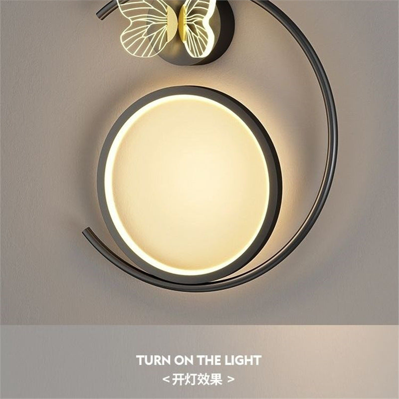 Led modern casualaccessible luxury pastoral for home hotel engineering butterfly gold black wall lamp scandinavian background wall bedside