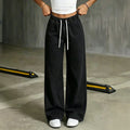 Fashionjeans women's washed drawstring elastic waist loose pantscasualloosedrapedmopstraight-leg pants