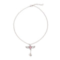 Wholesale alloy heart pendant - new cross-border fashion jewelry, versatile women's necklace with diamond-studded wings, alloy clavicle chain