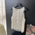 Luxury sequin & beaded mesh tank top -  summer collection - elegant & versatile sleeveless top for the modern woman