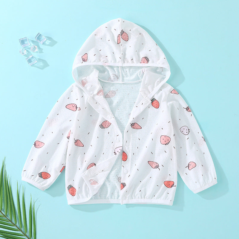 Baby sun protection clothing summer thin breathable pure cotton infant air conditioning shirt boys and girls children's sunscreen outerwear