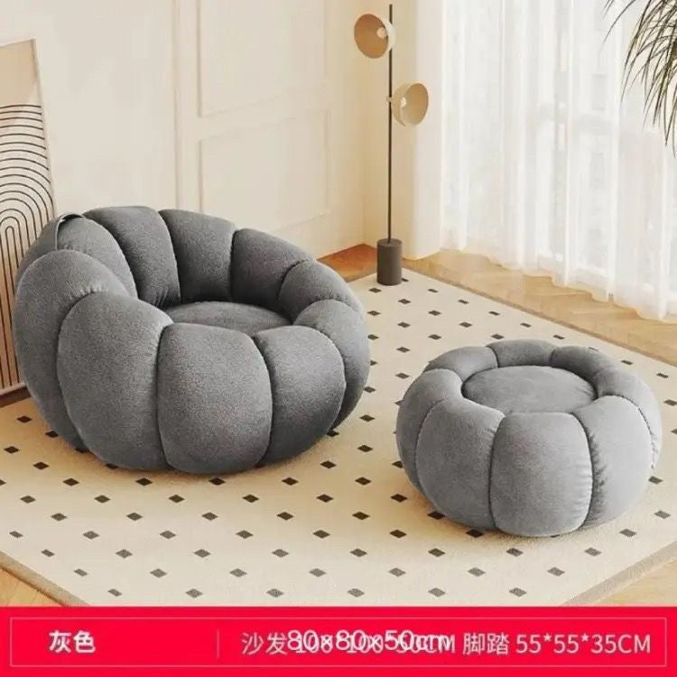 Cream style lazy sofa can lie down and sleep pumpkin sofa chair casual chair cashmere fabric sofa single sofa