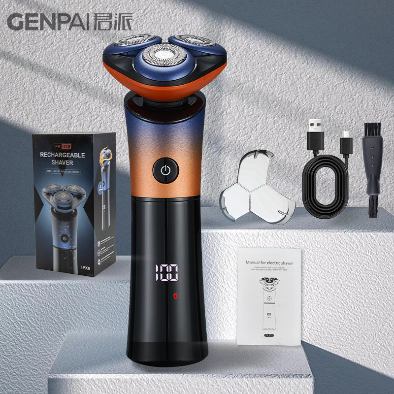 Magnetic three-blade electric shaver digital display razor full body washable suit beard razor three dry and wet use