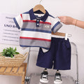 0-4 years old kids' short-sleeve set: boys' summer striped polo shirt & t-shirt - southeast asia cross-border dropshipping