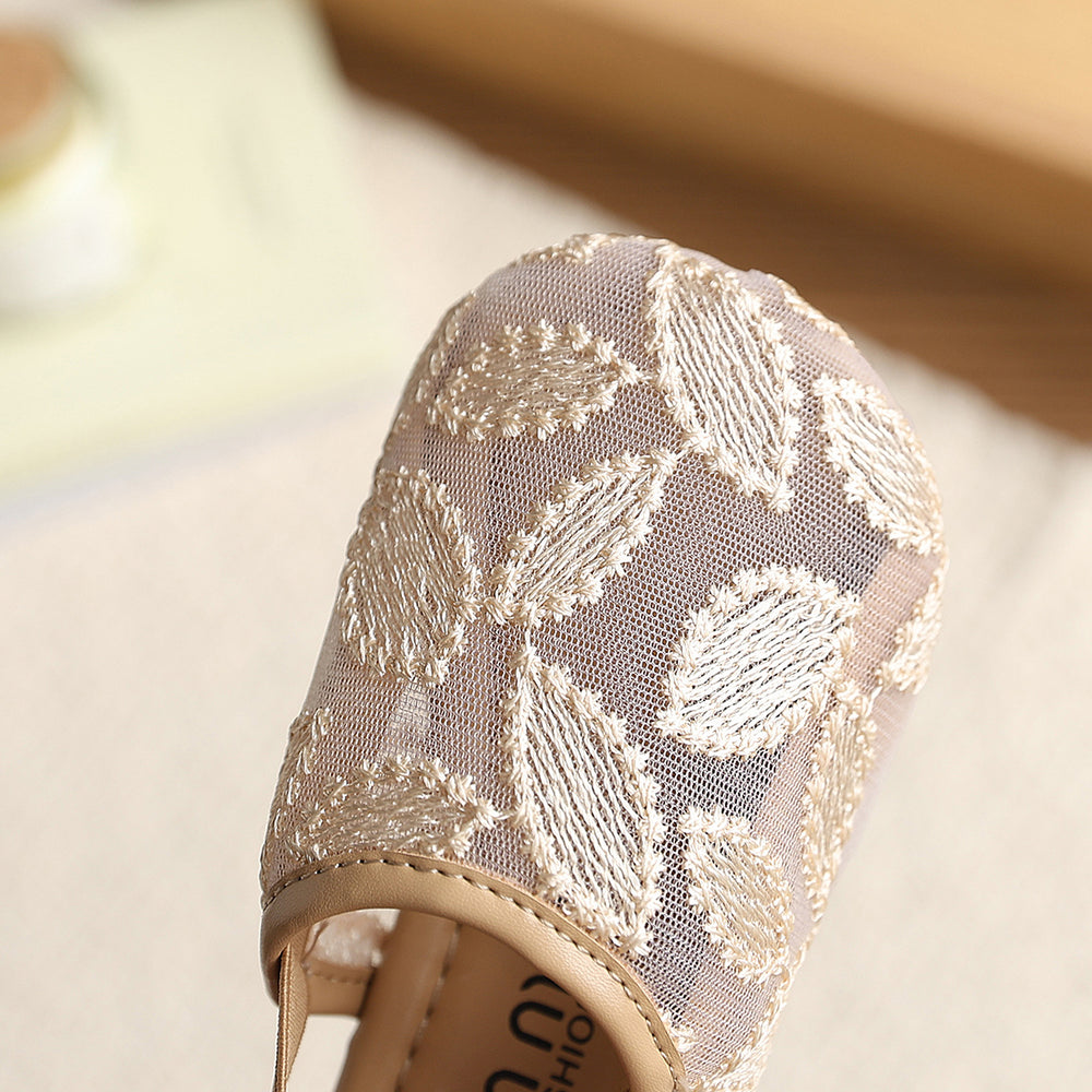 Customizable half-slippers for girls, summer fairy style, closed-toe children's shoes, versatile non-slip, fresh, light luxury, flat princess shoes