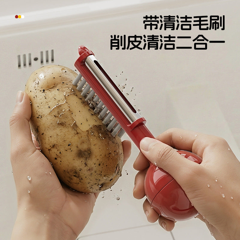 Creative tumbler vertical peeler with cleaning brush - versatile, convenient, and multi-functional peeling tool for soft and hard produce