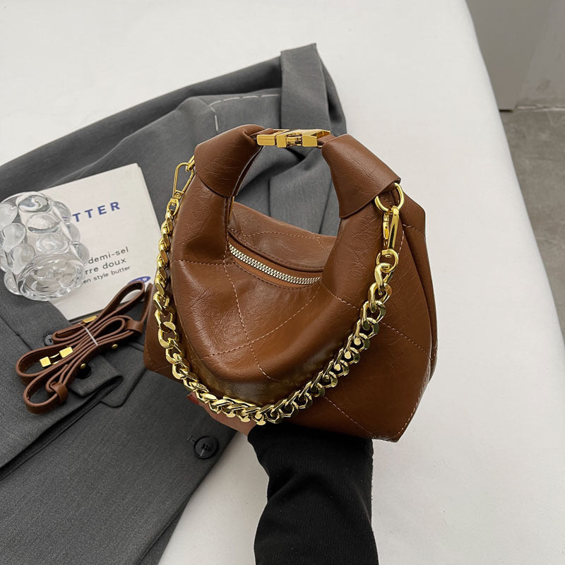 Cross-border delivery 2025 spring and summer new light luxury fashion chain handbag diamond underarm bag women's shoulder messenger bag