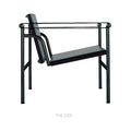 Lc1 bauhaus-inspired mid-century modern designer accent chair - minimalist stainless steel single sofa for small spaces