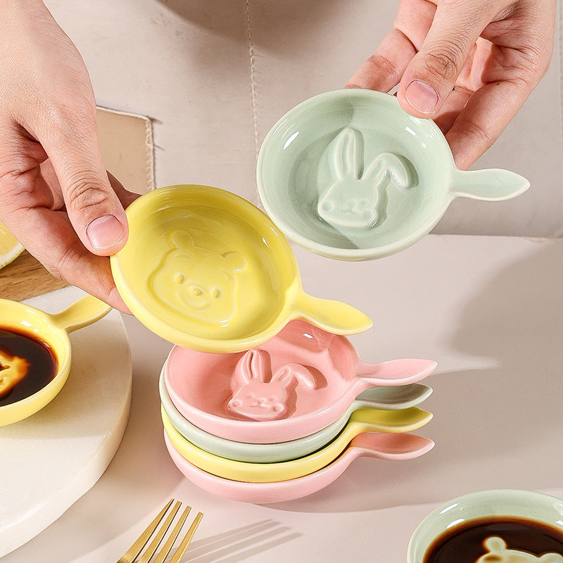 Scandinavianinsstylish ceramic relief snack plate cartoon creative cute ceramic dipping dish flavor plate snack plate