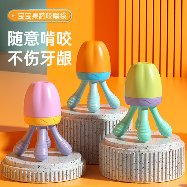 New Baby Fruit Supplementary Food Bite Bite Le Silicone Mesh Bag Baby Feeding Tableware Fruit and Vegetable Le Supplementary Food Device