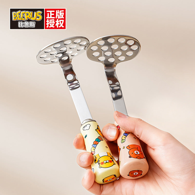 household 304 stainless steel mashed potato press, mashed food supplement, mashing and rolling tool, bilus co-branded