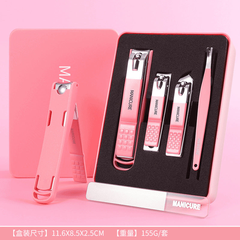 High-end stainless steel nail clippers, manicure tools, anti-splash boxed set - portable home use kit