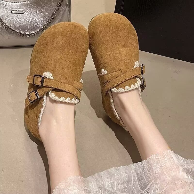2026 trendy platform hidden heel all-over birkenstock-style women's spring new arrivals - perfect for spring, wear with skirts, lace-trimmed casual flats